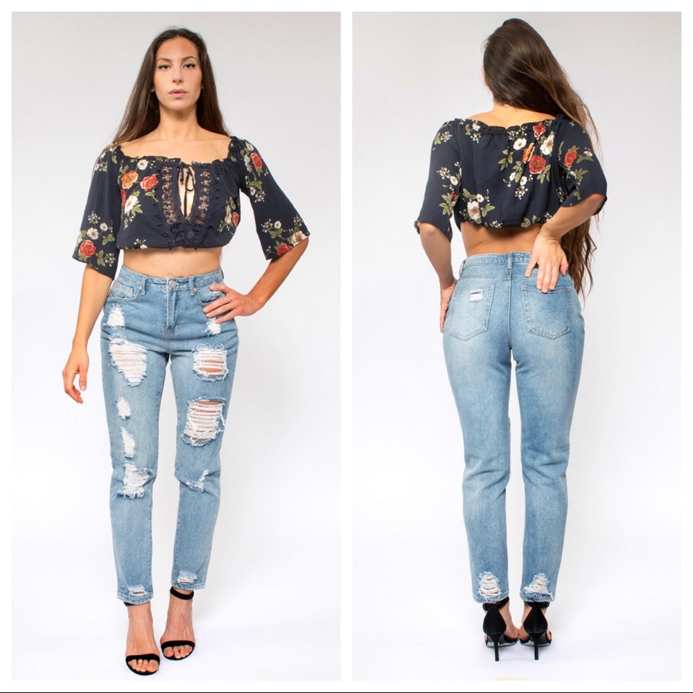 Blue ripped jeans